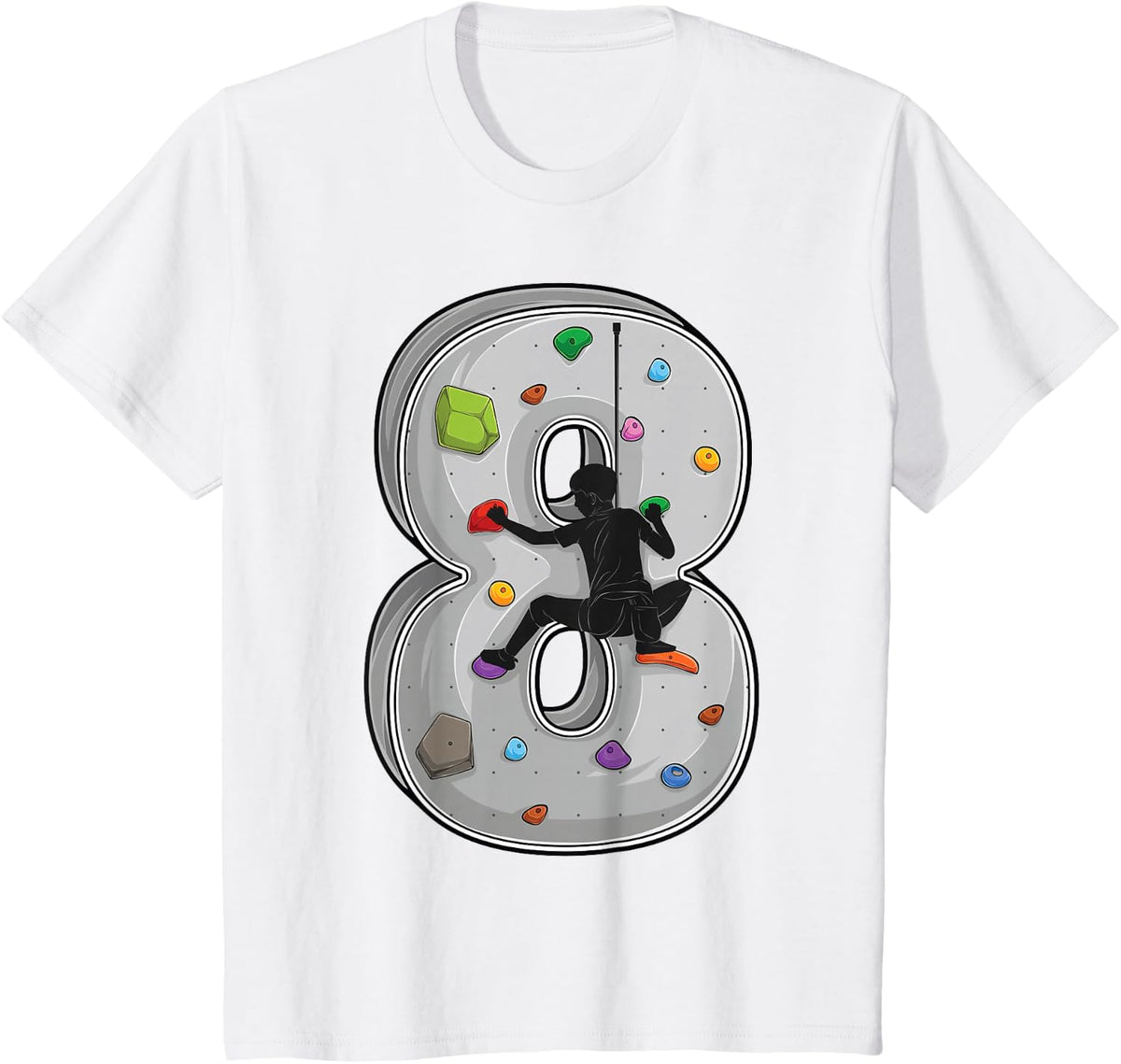 8 Year Old Rock Climbing 8th Birthday Adventures Climber T-Shirt - White