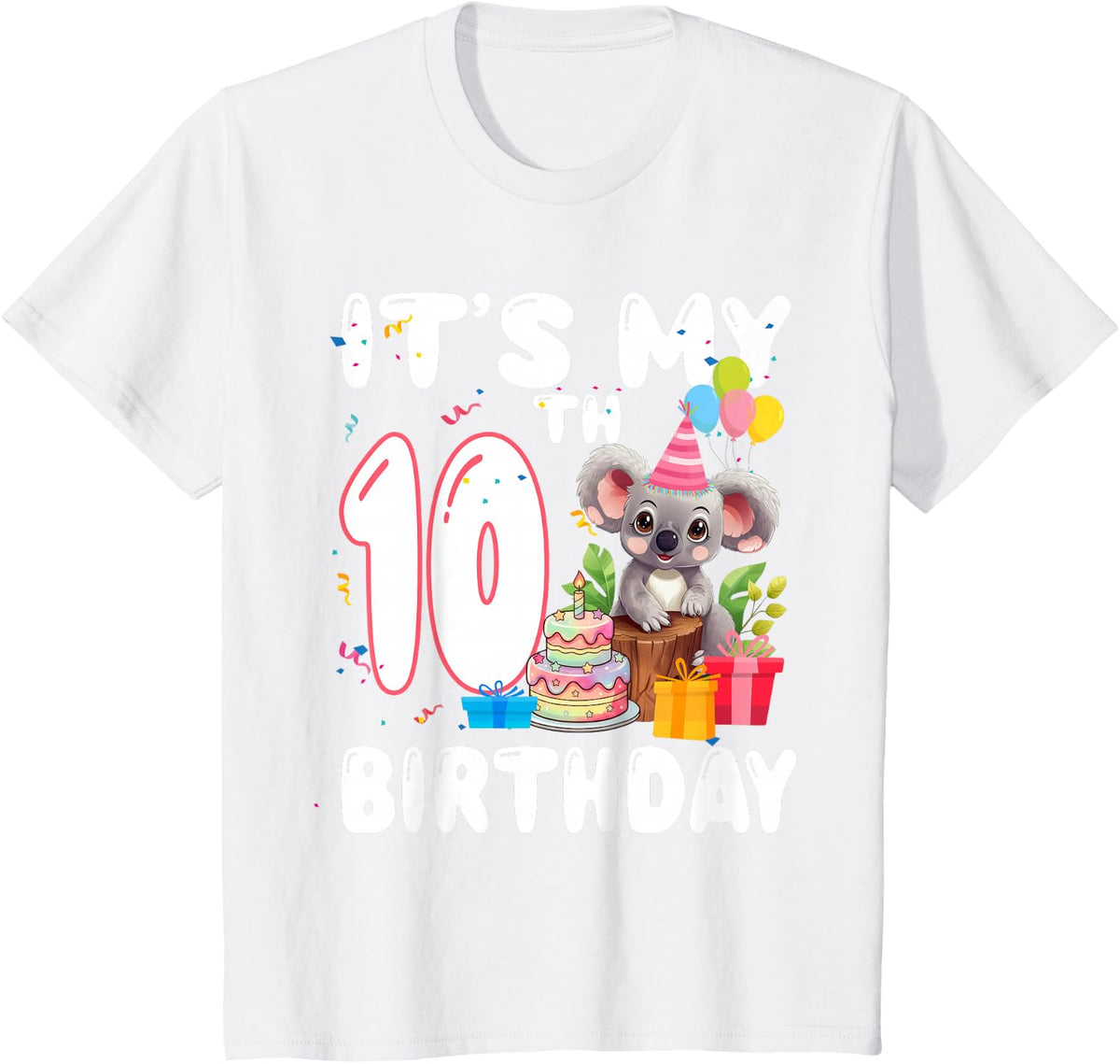 10 Year Old Koala Lover Themed It's My 10th Birthday T-Shirt - White