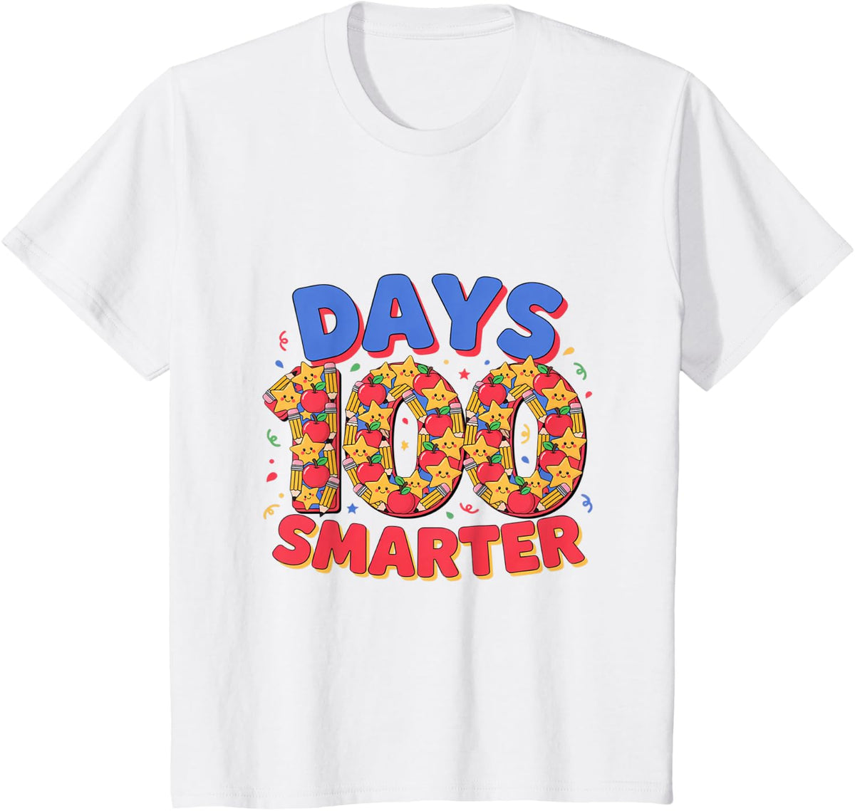 Happy 100 Days Smarter - Cute Elementary Teacher Kids T-Shirt - White