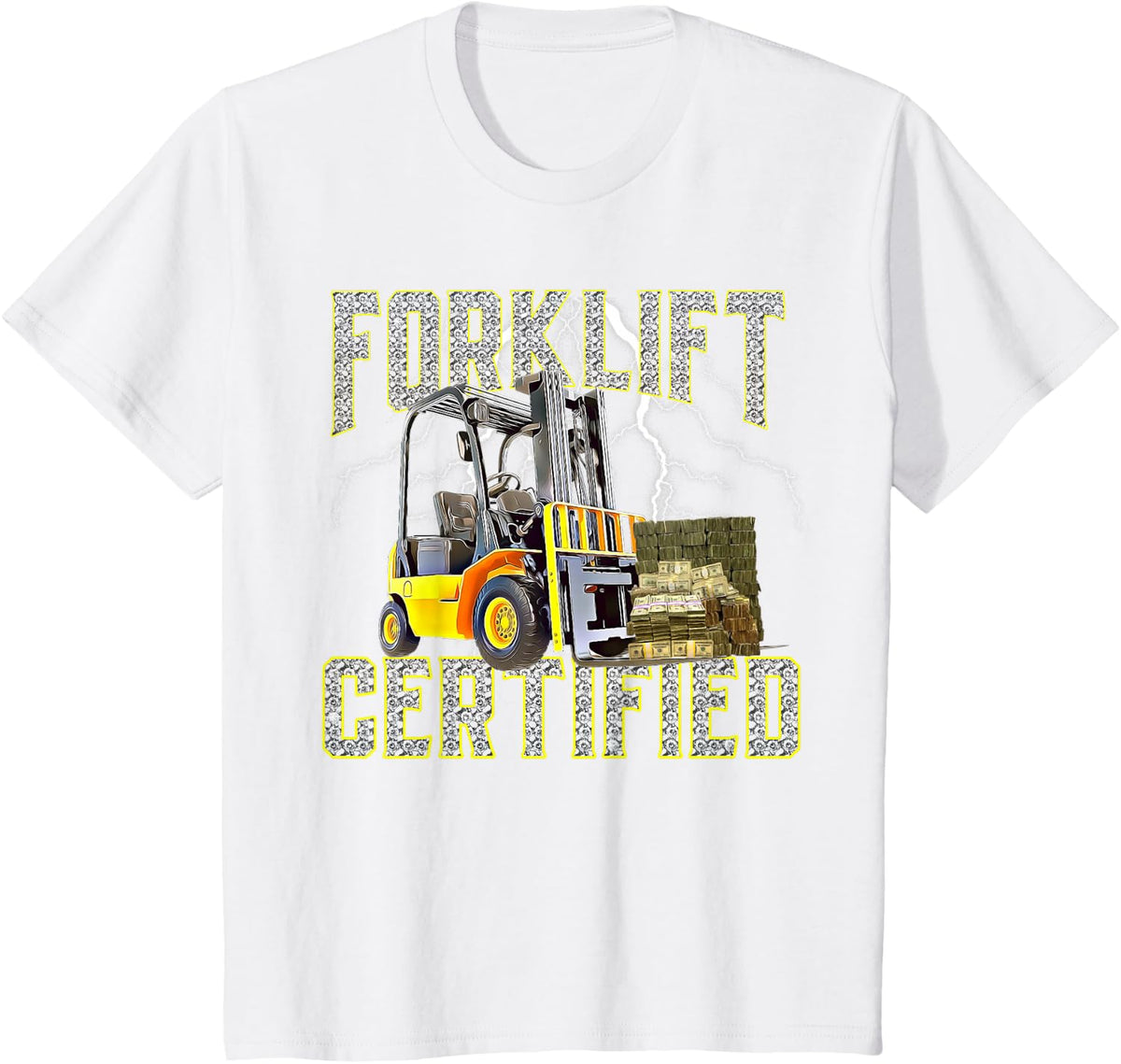 Retro Style Funny Forklift Operator Forklift Certified T-Shirt - White