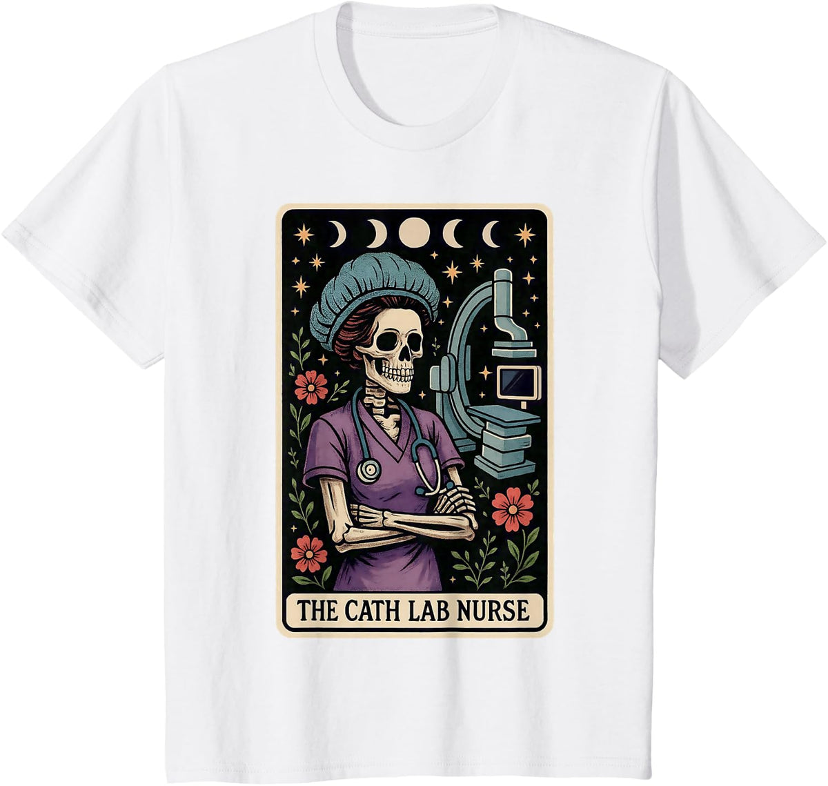 The Cath Lab Nurse Catheter Laboratory Nurse Cardiac Tarot T-Shirt - White