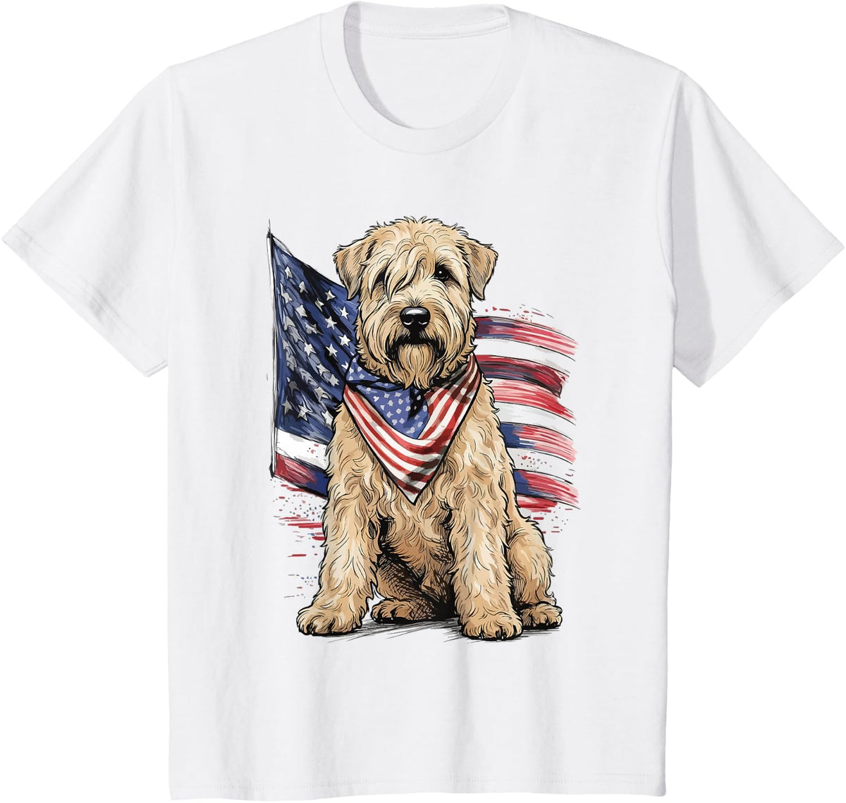 Soft Coated Wheaten Terrier 4th of July Patriotic Dog T-Shirt - White