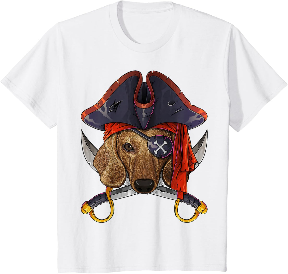 Pirate Dachshund Jolly Roger Halloween Costume Crossbones T-Shirt - White