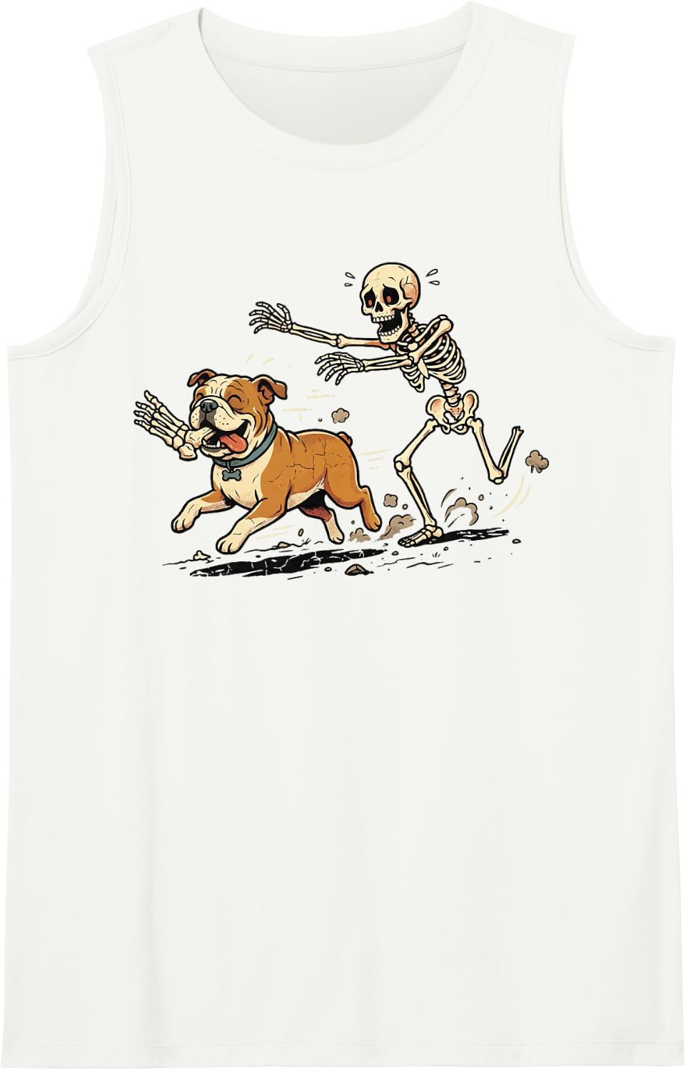 English Bulldog Skeleton Halloween Tank Top - White