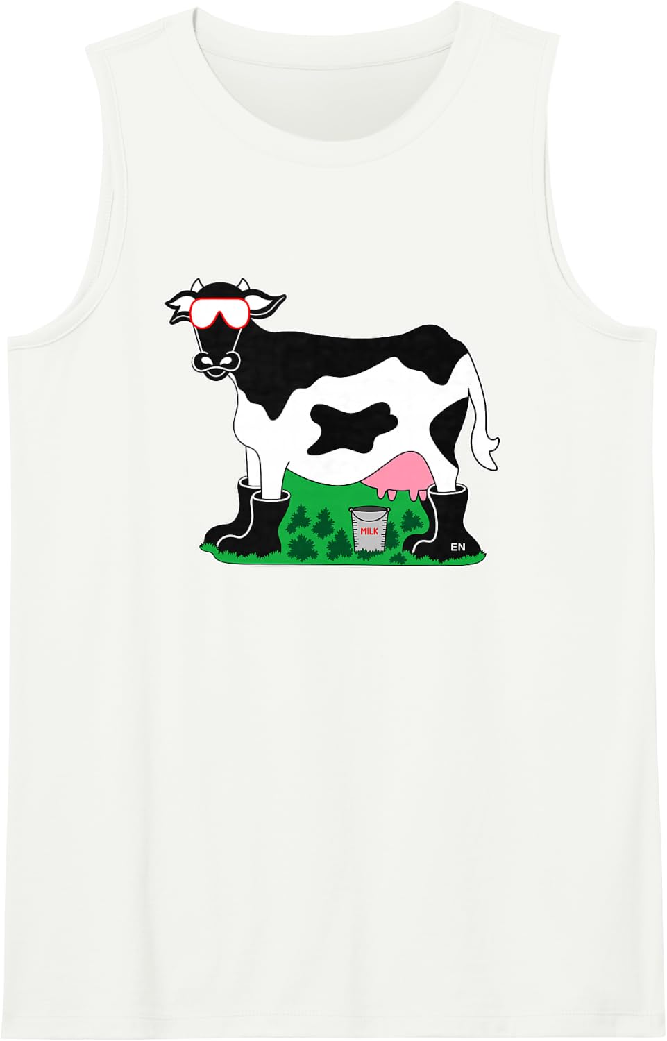 Funny Holstein Cow Sunglasses Dairy Farmer Cow Lover Sleeveless Tank Top - White