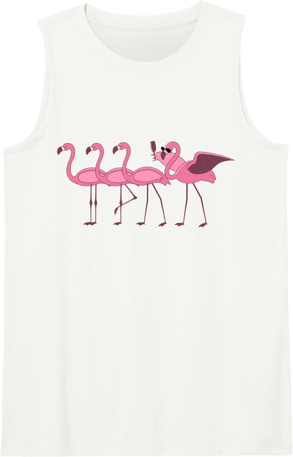 Pink Flamingo Squad Funny Wine Sunglasses Summer Sleeveless Tank Top - White