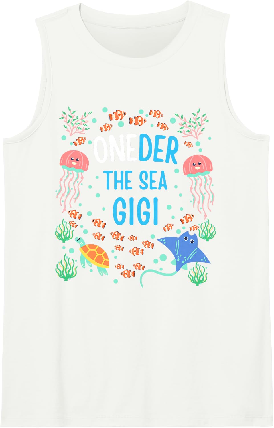 OneDer the Sea Mama 1st Birthday Gigi Matching Sleeveless Tank Top - White