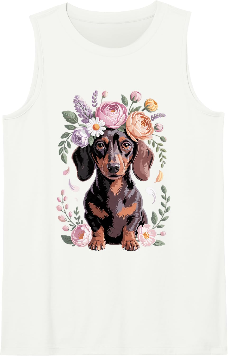 Blumen Dackel Dachshund Dachshunds Sleeveless Tank Top - White