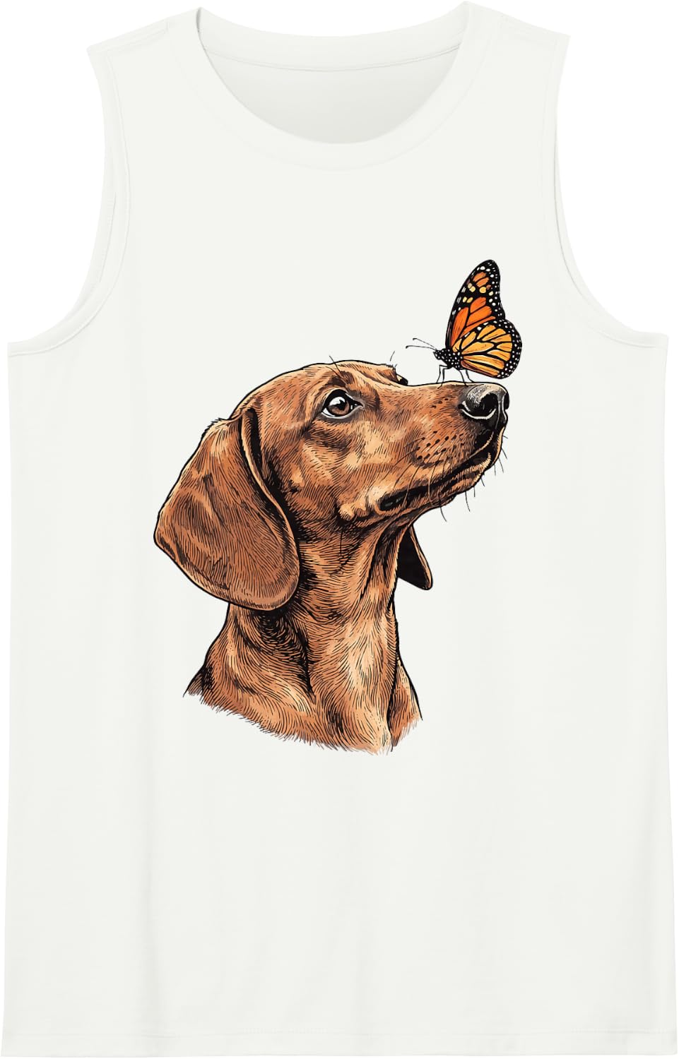 Dachshund Butterfly Sleeveless Tank Top - White