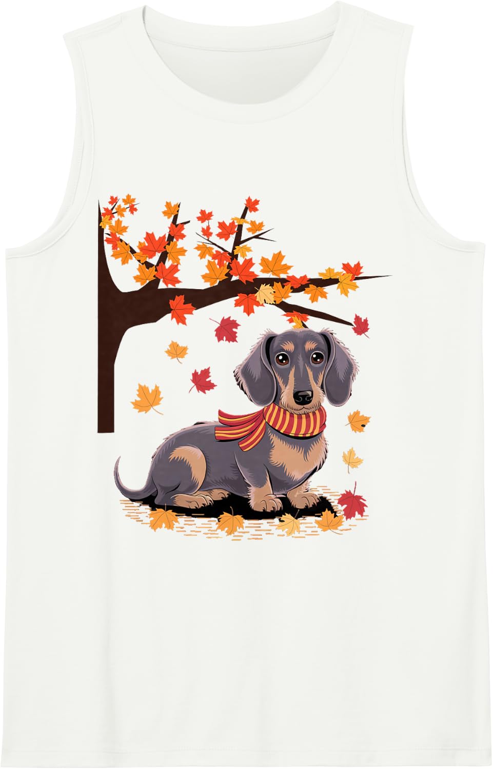 Funny Dachshund Thanksgiving Autumn Funny Dog Lovers Fall Sleeveless Tank Top - White