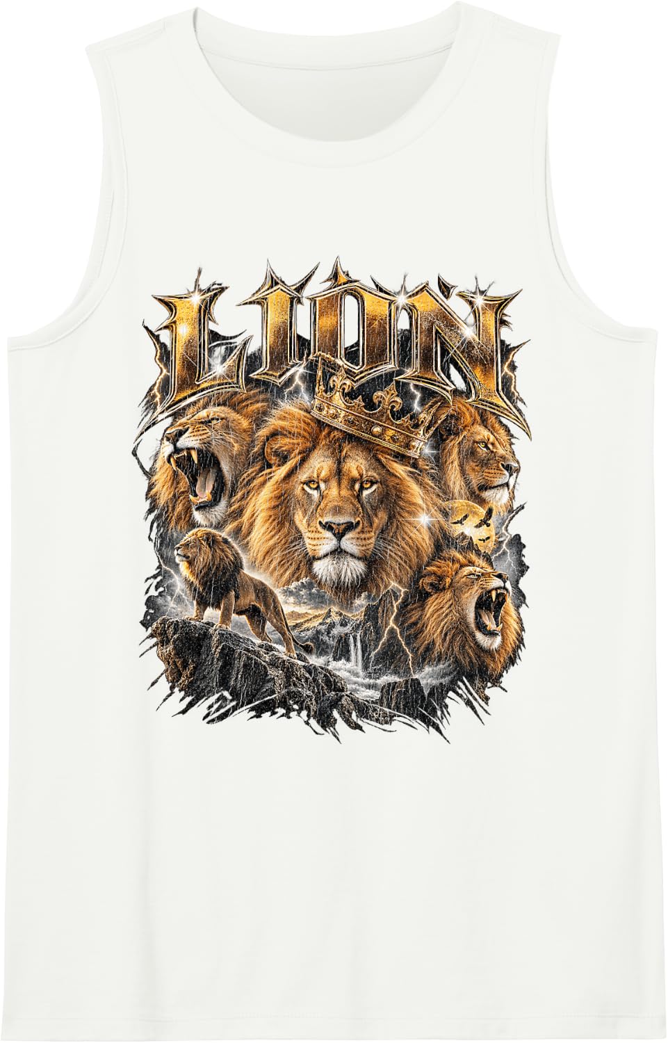 Lion Sleeveless Tank Top - White