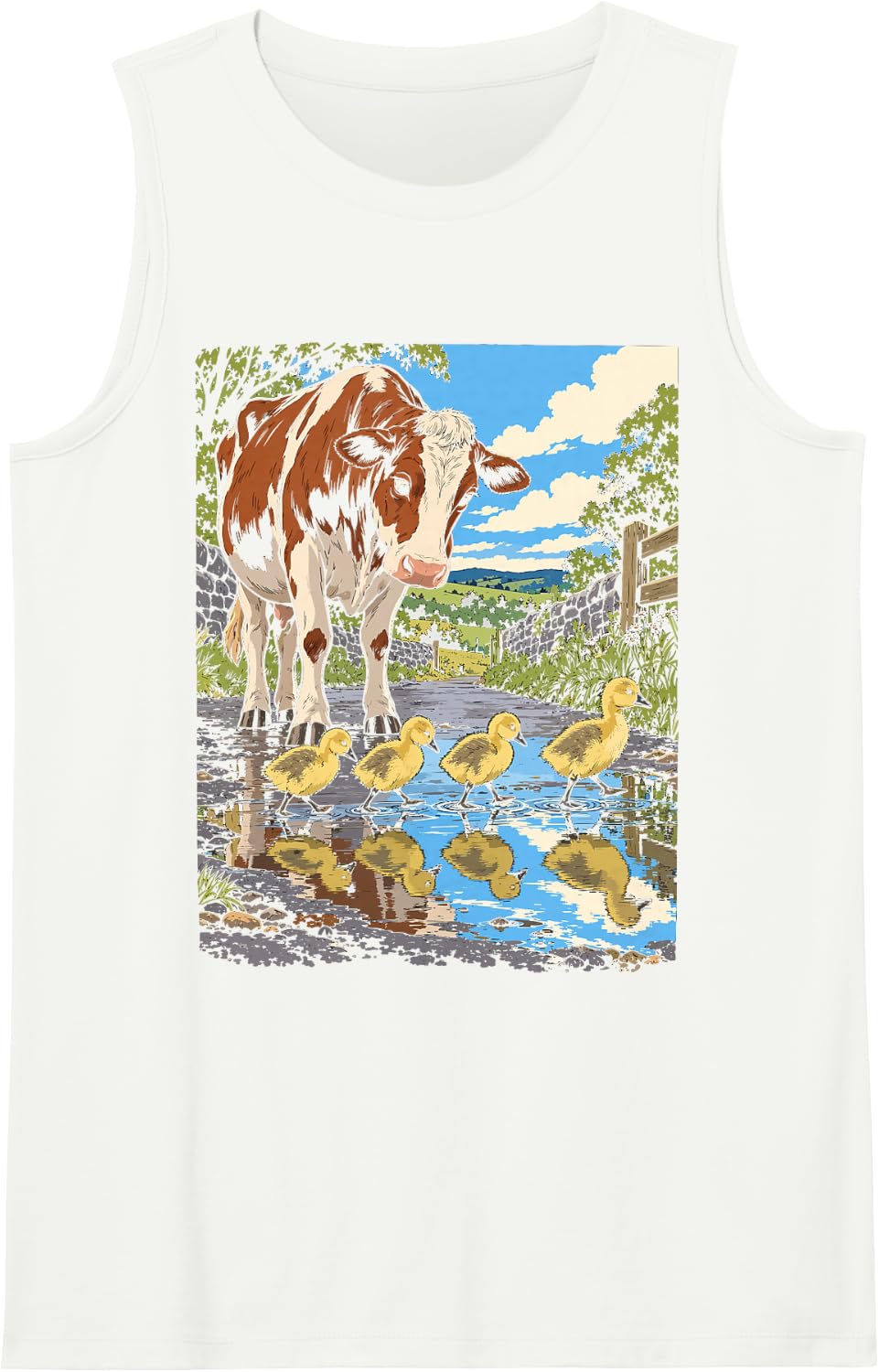 Funny Silly Goose Lover Cute Goose Puddle Patrol Sleeveless Tank Top - White
