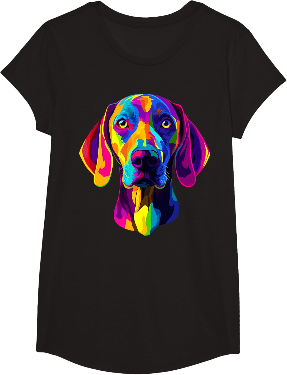 Colorful Weimaraner Face Rainbow Dog Lover Men Women Black T-Shirt - Girls Black