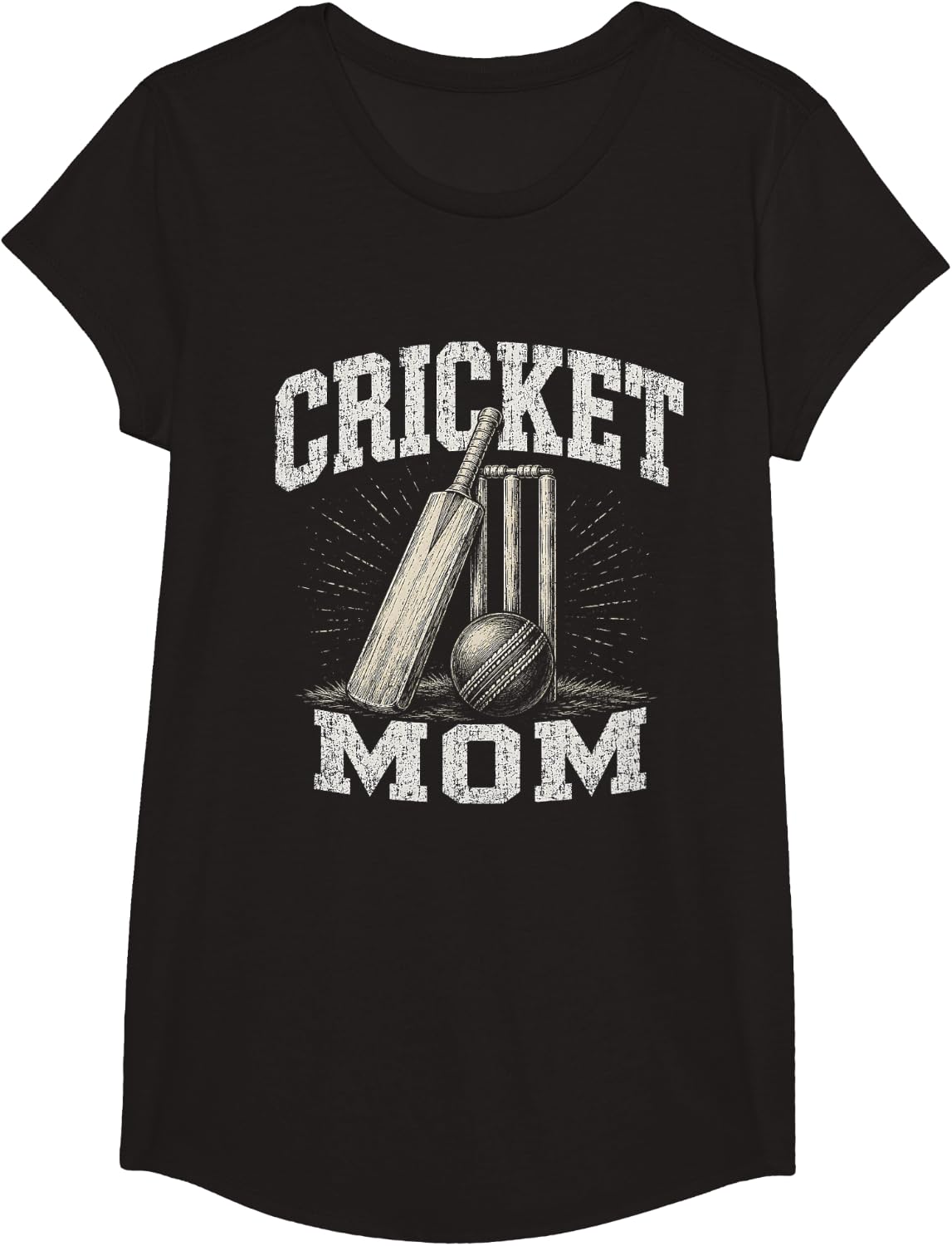 Cricket Mom Artwork Graphic T-Shirt - Girls Black