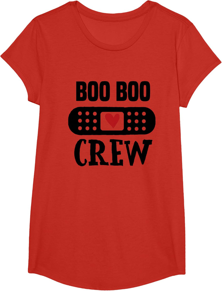 Boo Boo Crew First Aid School Nurse Day Care Teacher T-Shirt - Girls Red
