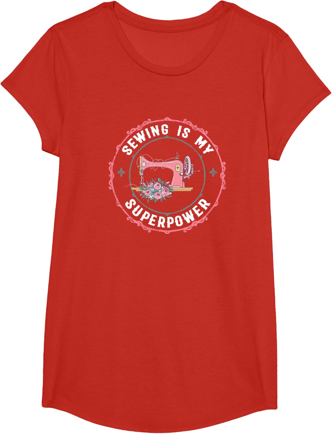 Sewing Is My Superpower Funny Sewer Crafting Lover Gift T-Shirt - Girls Red