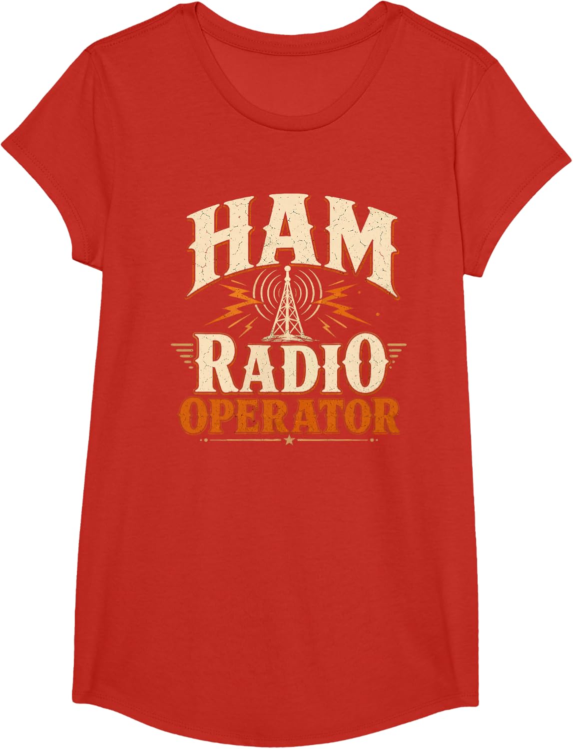 Ham Radio Operator Vintage Radio Tower T-Shirt - Girls Red