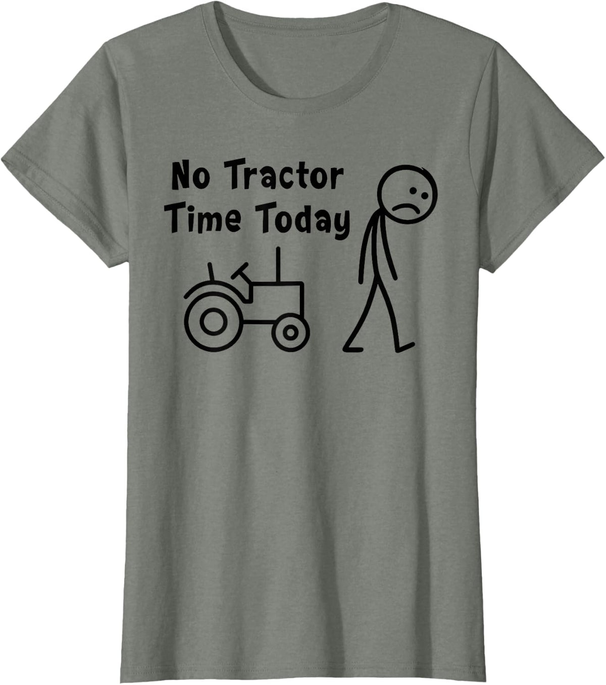 No Tractor Time Today Funny Farmer Stickman Minimalist Art T-Shirt - Olive Heather