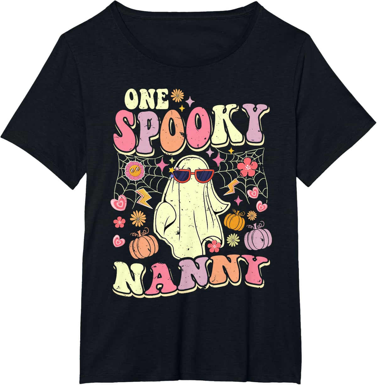 One Spooky Nanny Grandma Halloween Ghost Fun Costume T-Shirt - Black