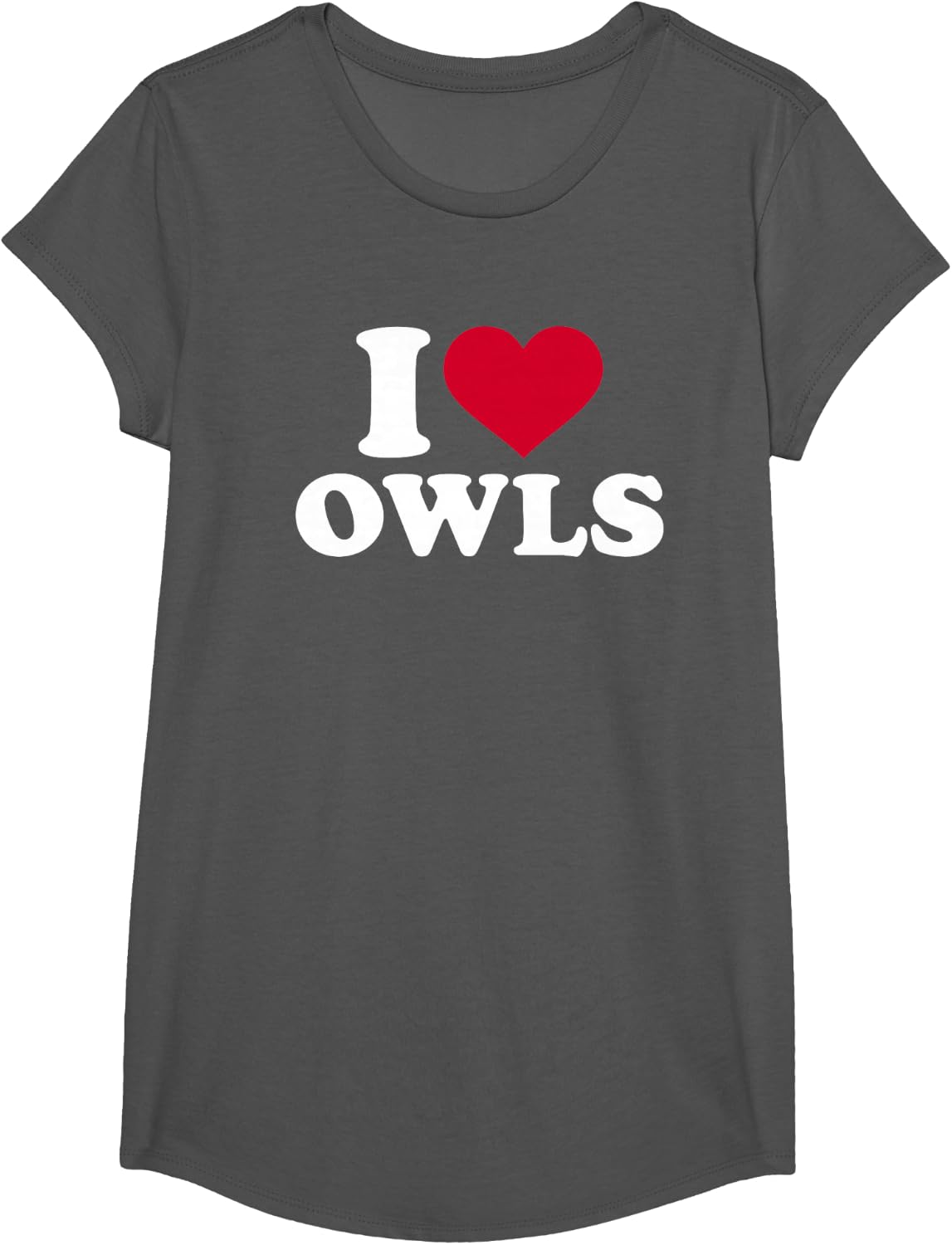 I love owls T-Shirt - Girls Asphalt Grey