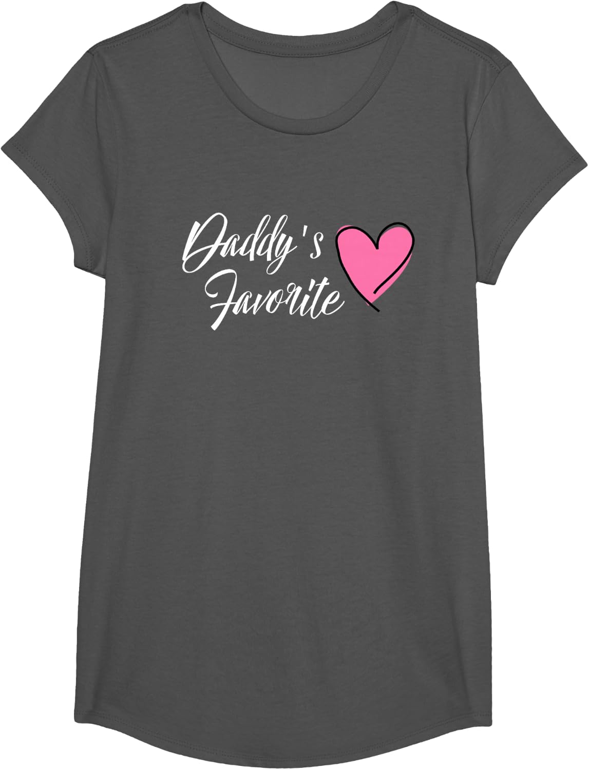 DADDY'S FAVORITE for Daughter Heart T-Shirt - Girls Asphalt Grey