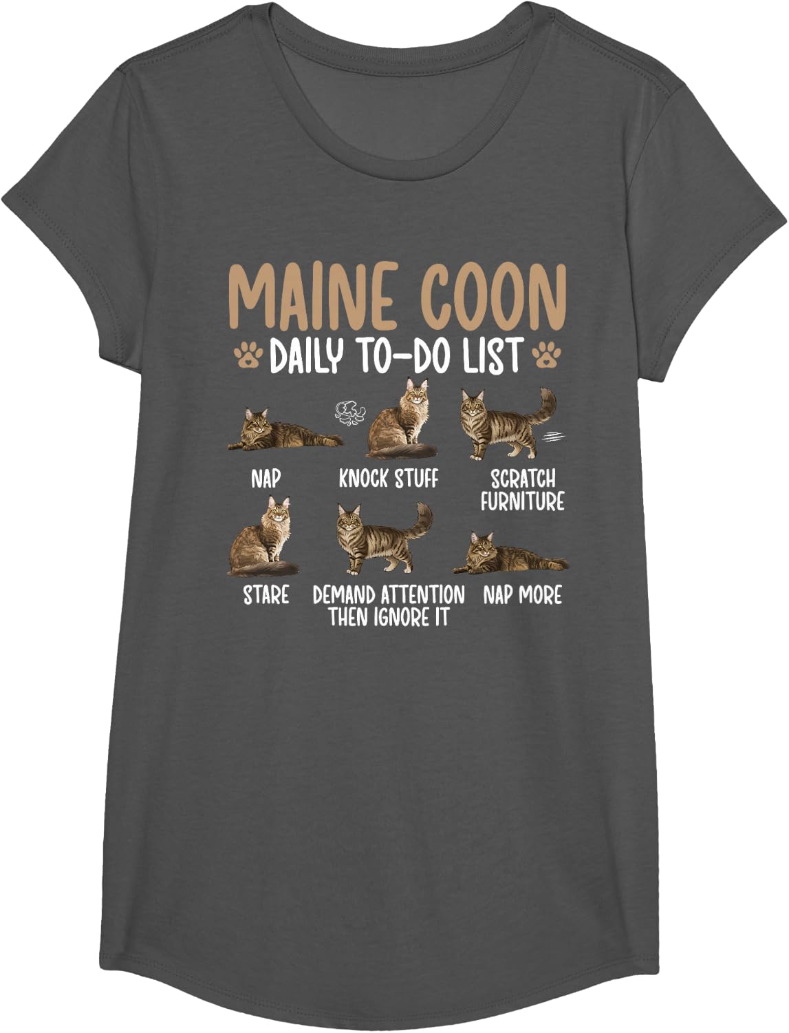 to Do List Maine Coon Owner Maine Coon Cat Lover T-Shirt - Girls Asphalt Grey