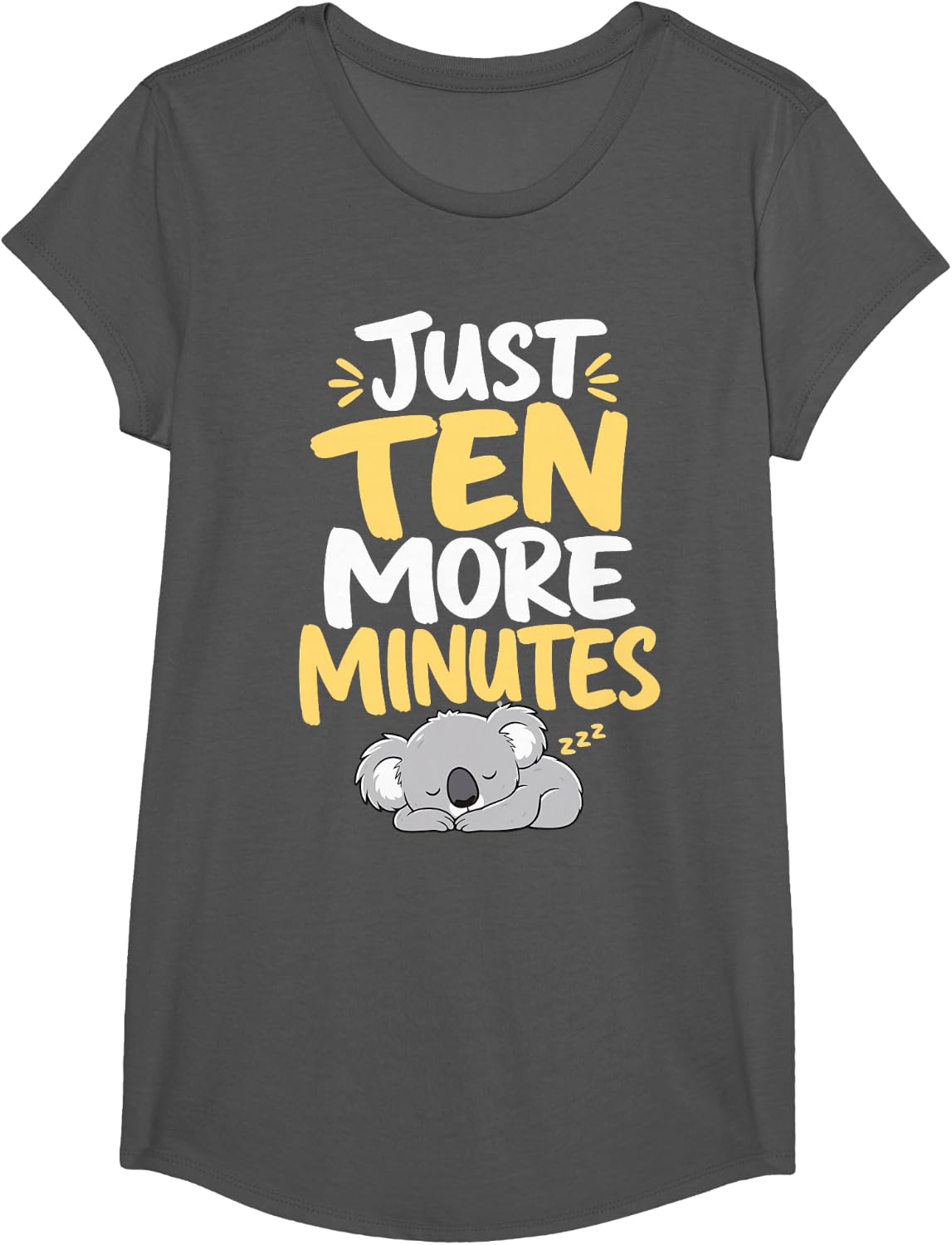 Cute Koala Sleeping T-Shirt - Girls Asphalt Grey