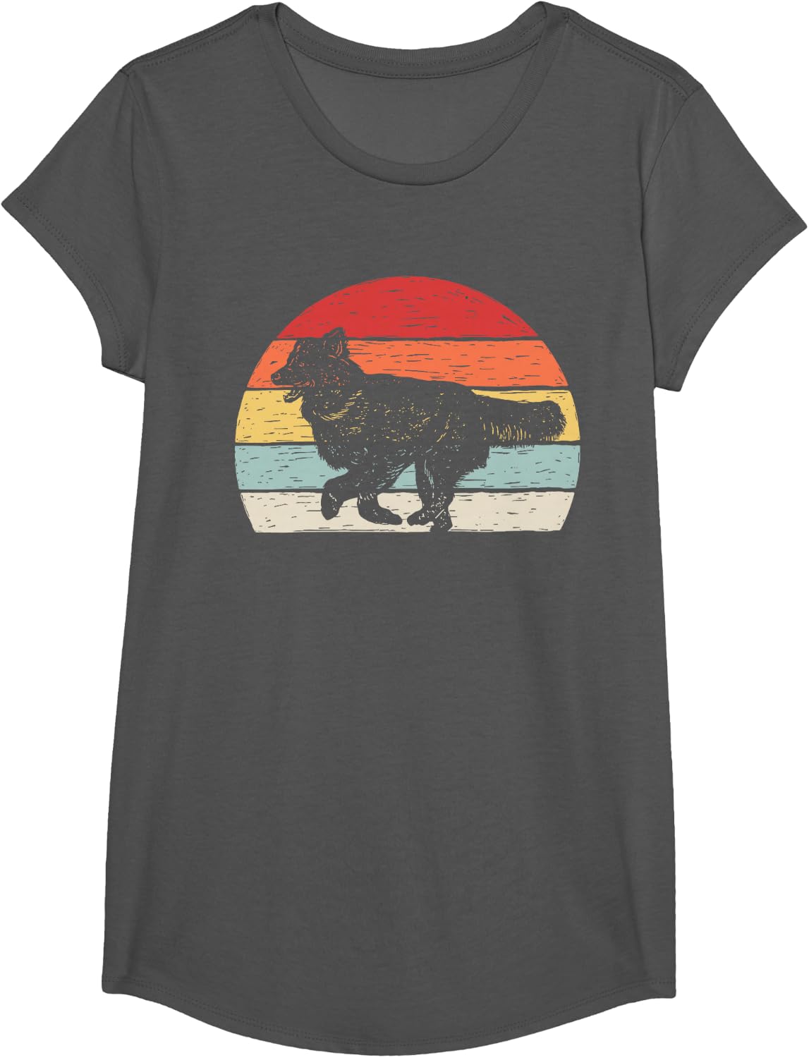 Vintage Retro English Shepherd Dog T-Shirt - Girls Asphalt Grey