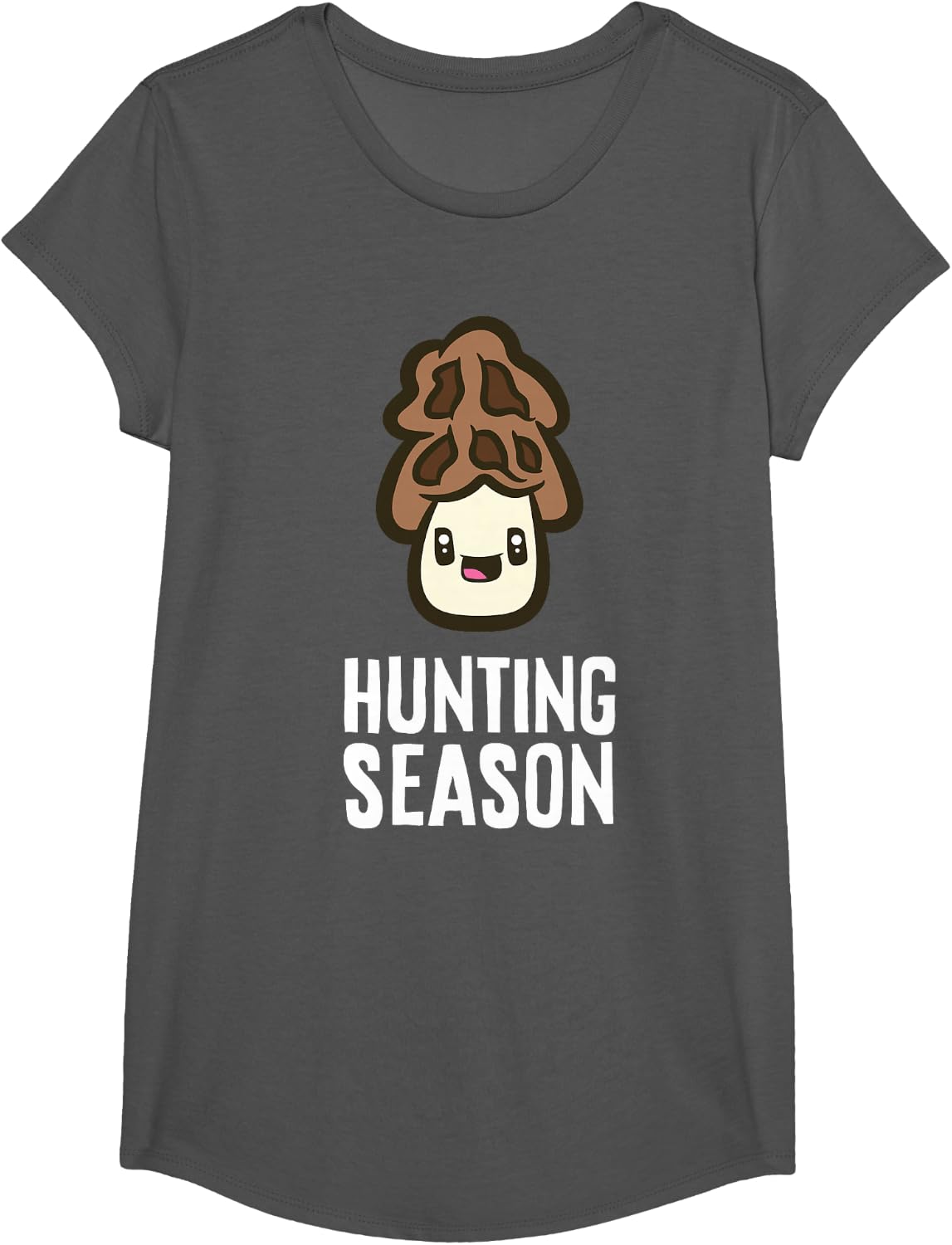 Hunting Season Foraging Mushroom Hunting T-Shirt - Girls Asphalt Grey