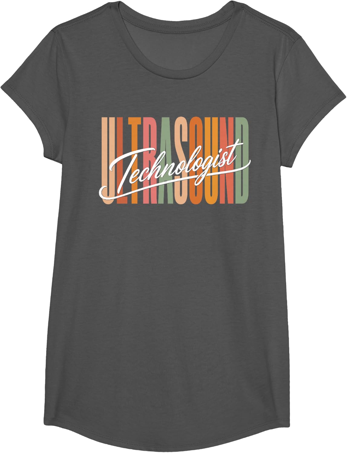 Ultrasound Tech Design for Men Women Kids Sonography Tech T-Shirt - Girls Asphalt Grey