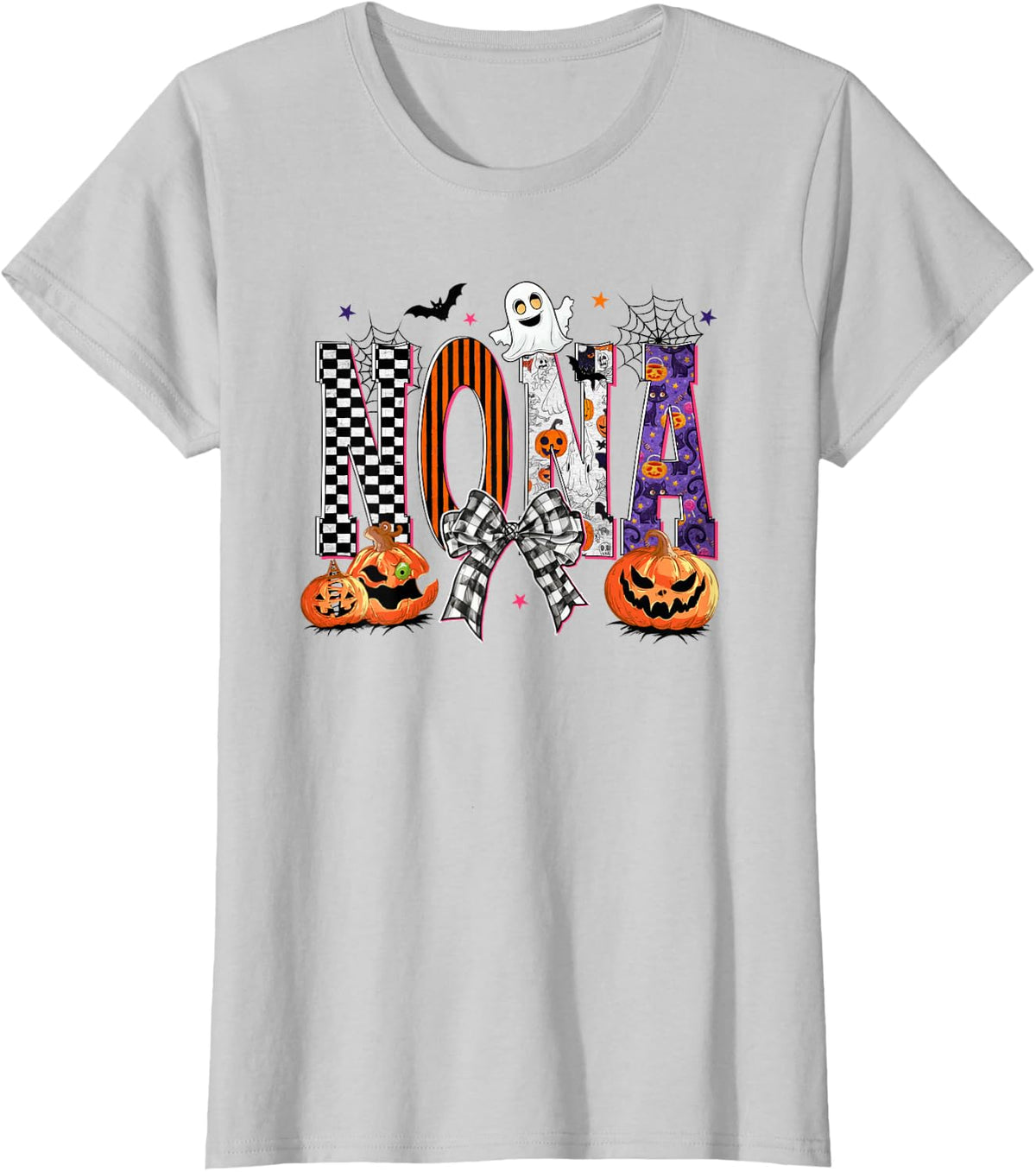 Nona Pumpkin Fall Halloween Family Matching T-Shirt - Silver Grey