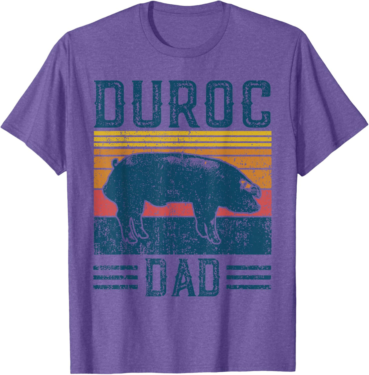 Farming Breed - Vintage Duroc Pig Dad T-Shirt - Purple Heather
