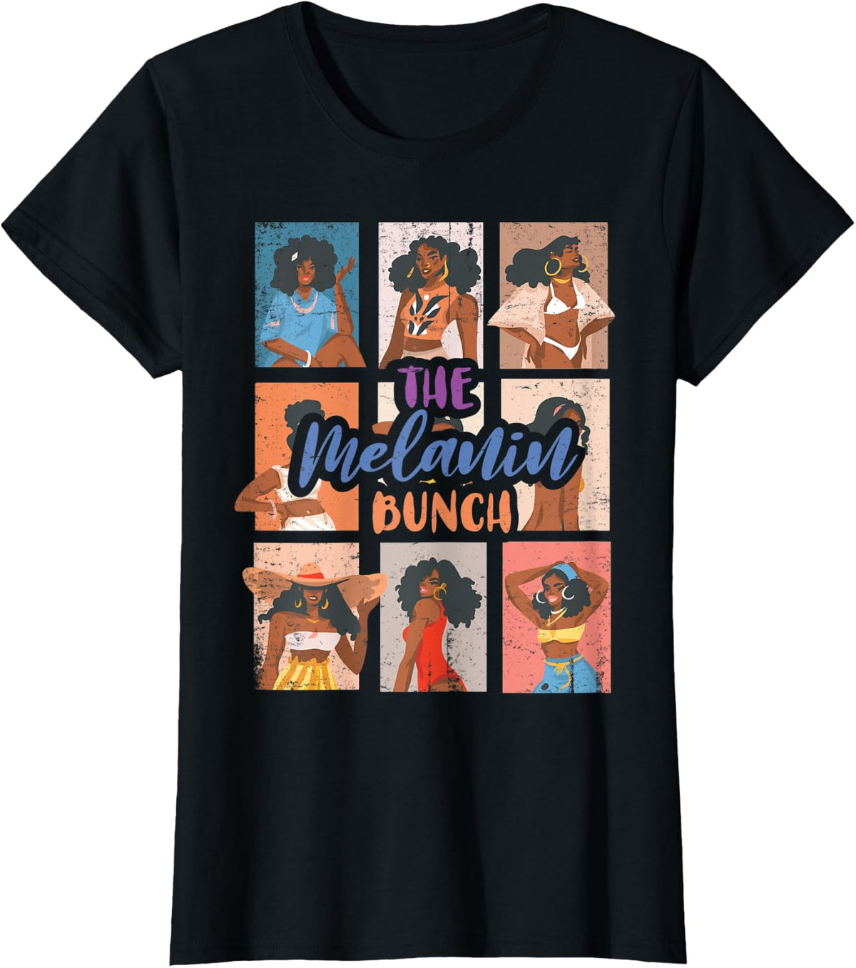 Womens The Melanin Bunch For Pride African American T-Shirt - Black