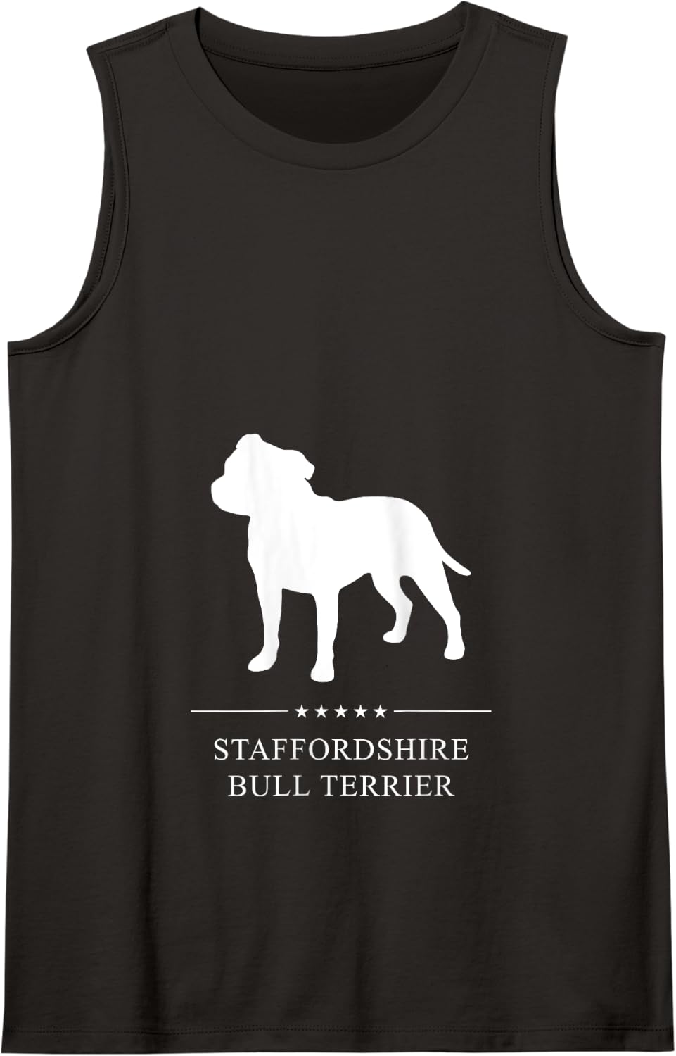 Staffordshire Bull Terrier Dog White Silhouette Tank Top - Black