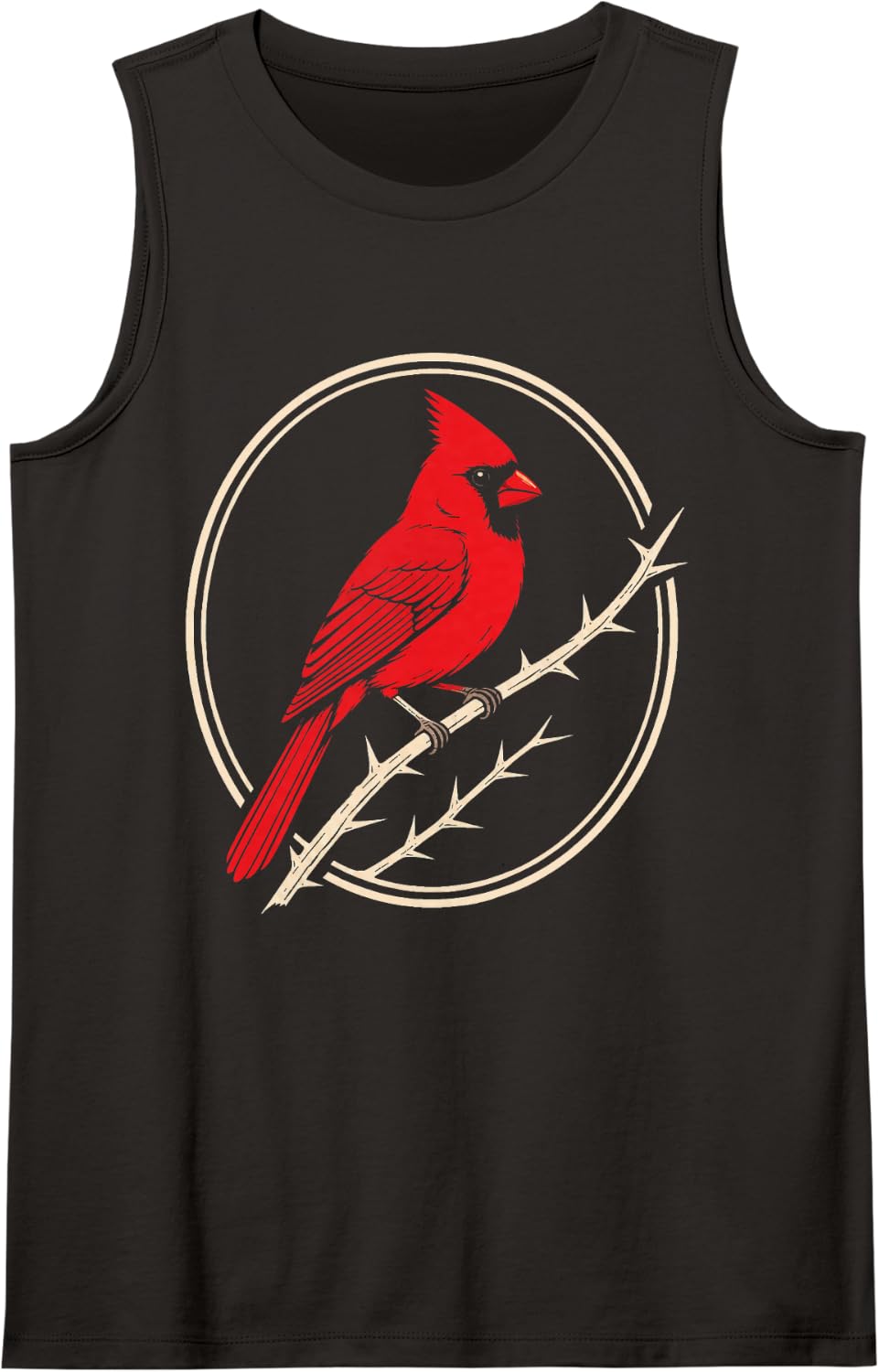 Bird Watching Northern Cardinal Bold Badge Art Tank Top - Black