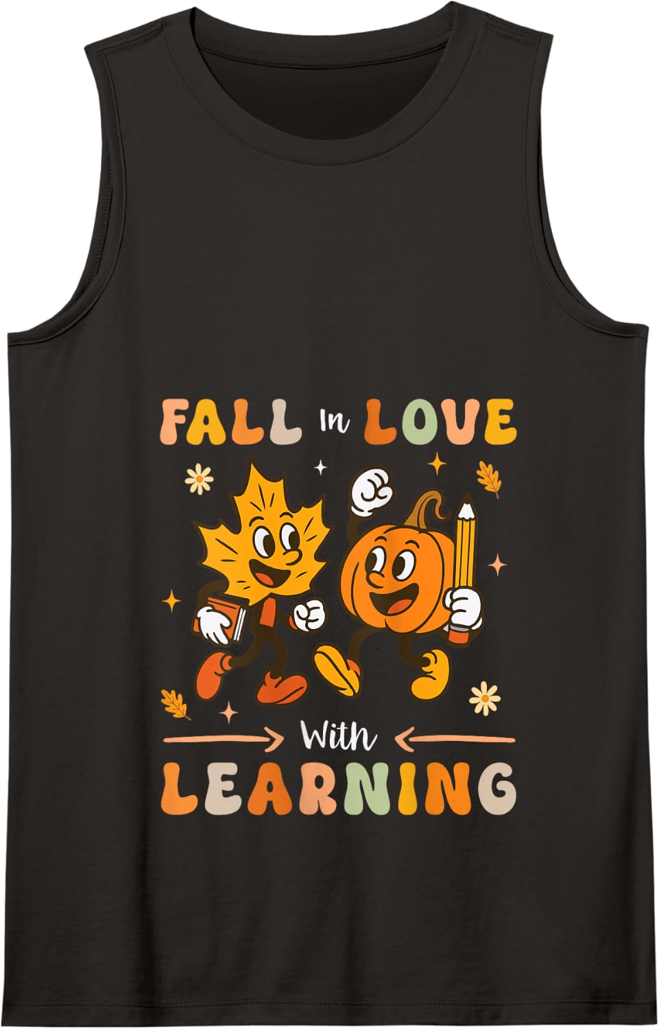 Fall in Love with Learning Pumpkin Autumn Teachers Tank Top - Black