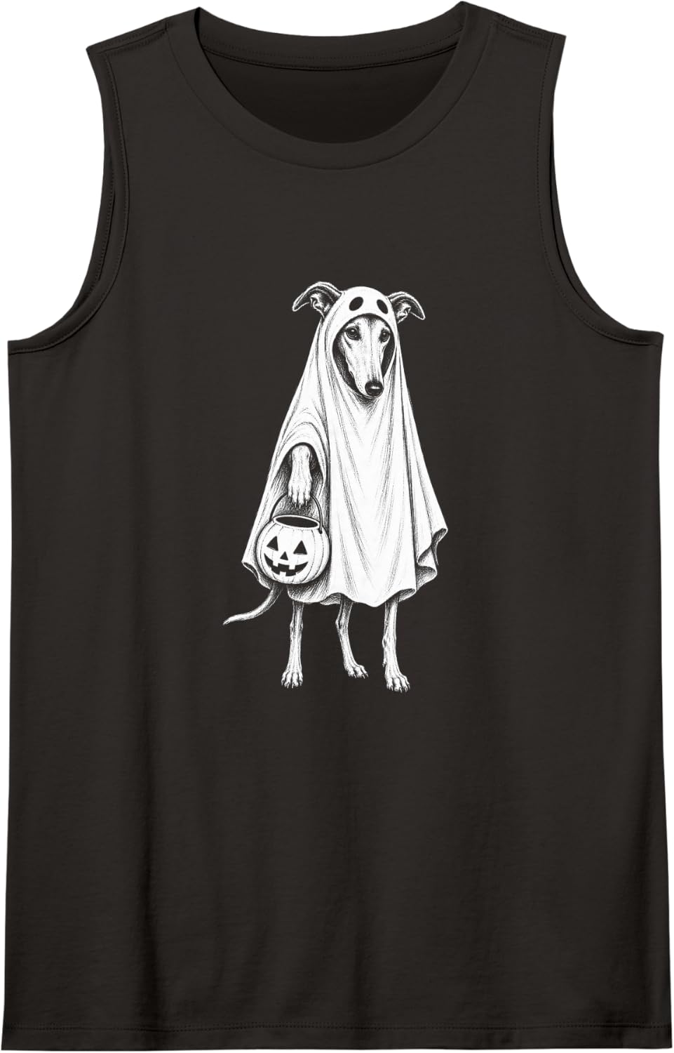 Greyhound Halloween Dog Lover Spooky Ghost Scary Sleeveless Tank Top - Black