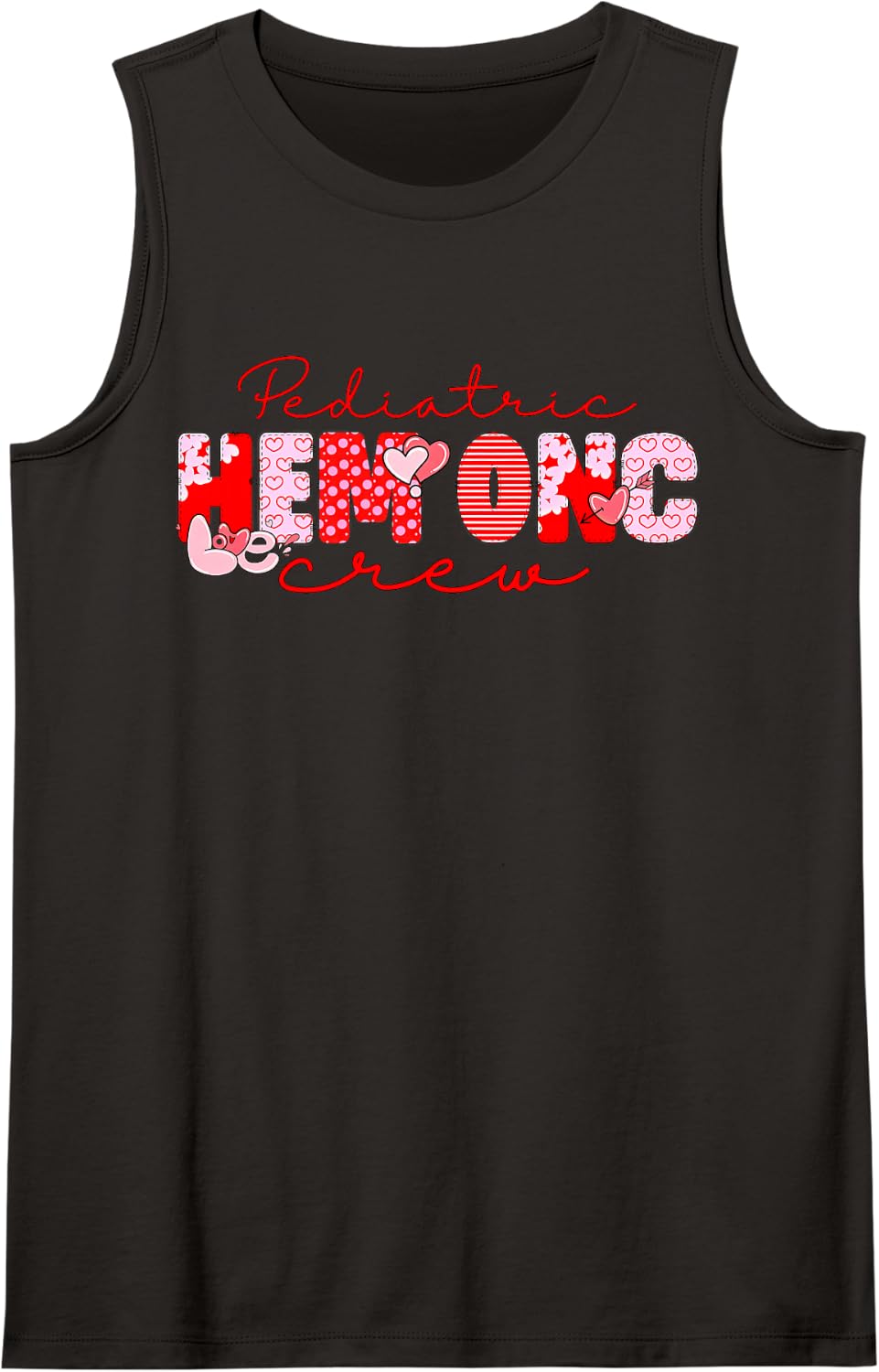 Pediatric Hem Onc Crew Valentines Hematology Oncology Nurse Sleeveless Tank Top - Black