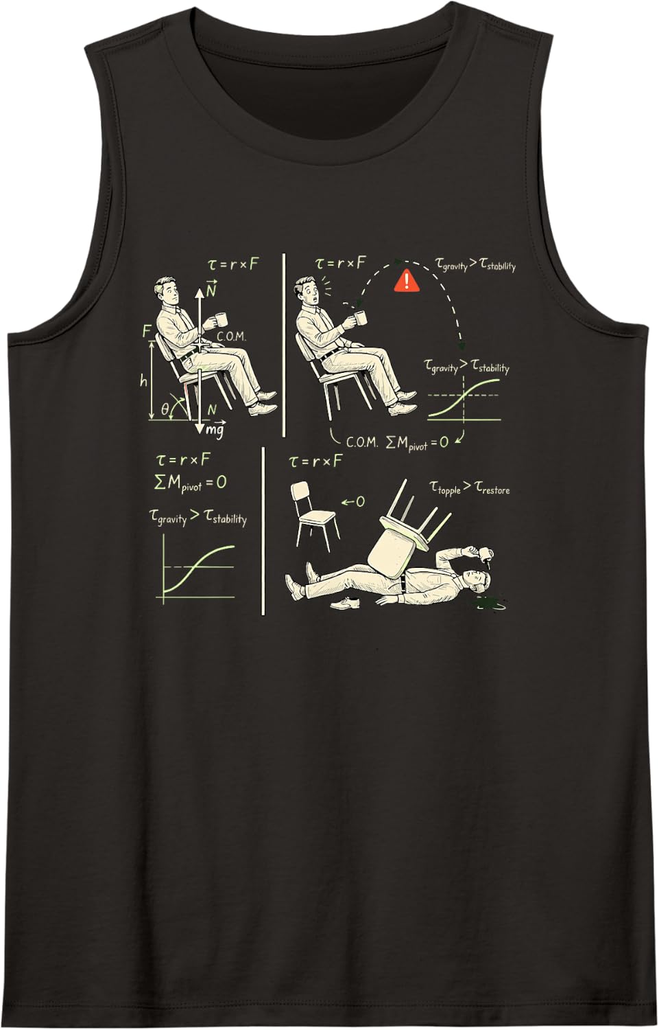 Physics Torque Humor Funny Engineer Science Nerd Meme Joke Tank Top - Black