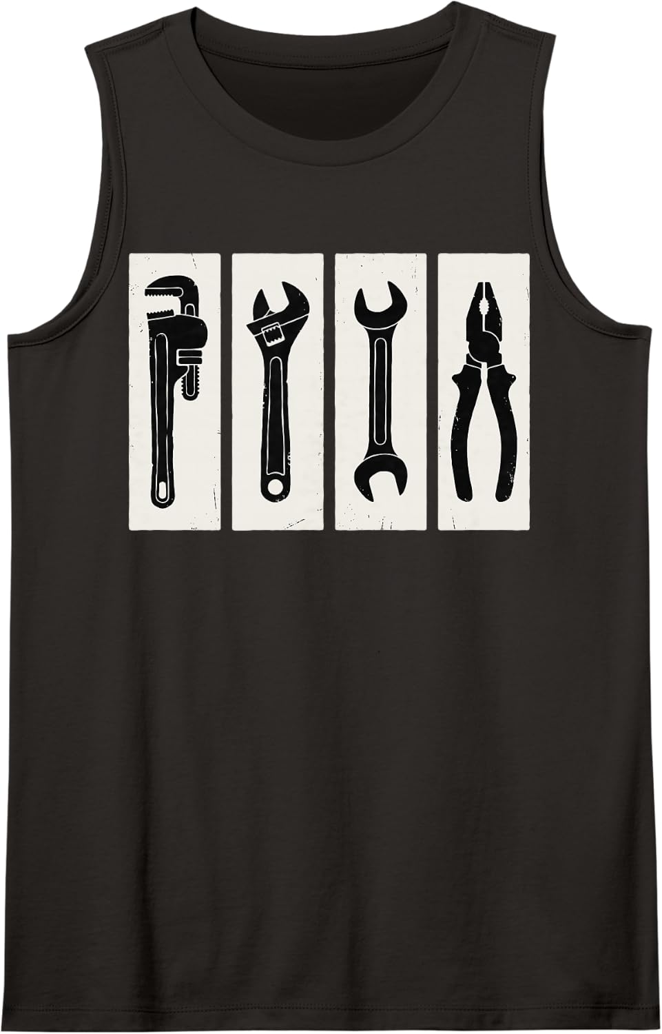 Plumbing Tools Wrench Pliers Plumber Pipefather Tee Sleeveless Tank Top - Black