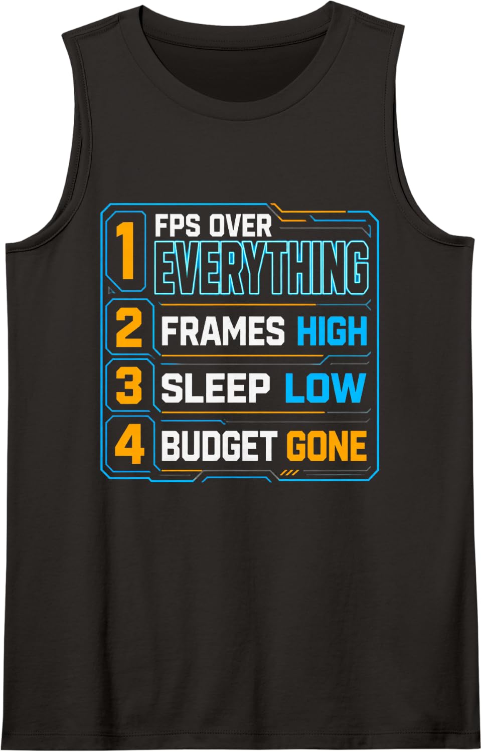 FPS Over Everything Funny Gamer Video Games Retro Gaming Sleeveless Tank Top - Black