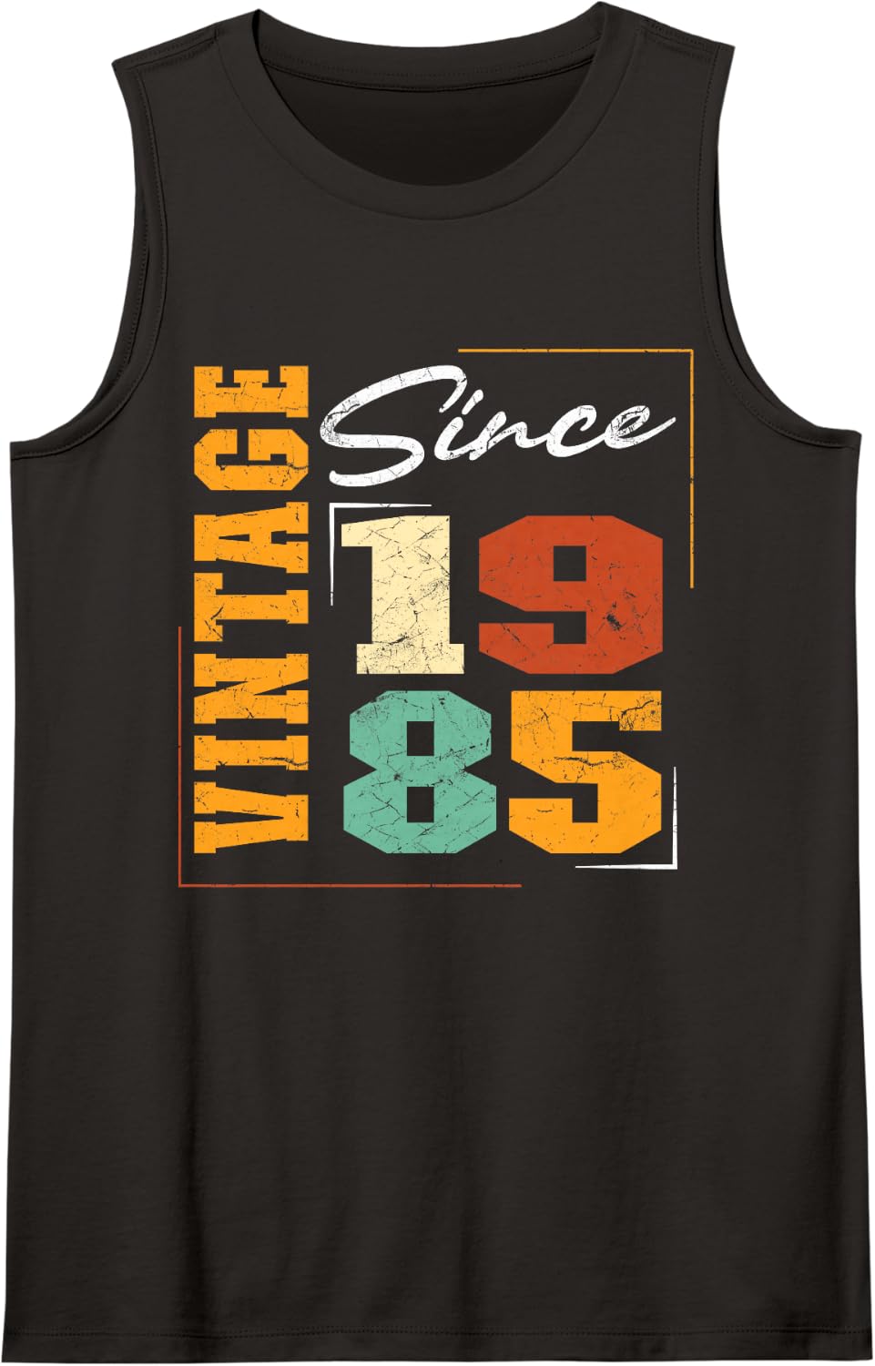 Born in 1985, Bold Varsity Vintage Since 1985 Birthday Sleeveless Tank Top - Black