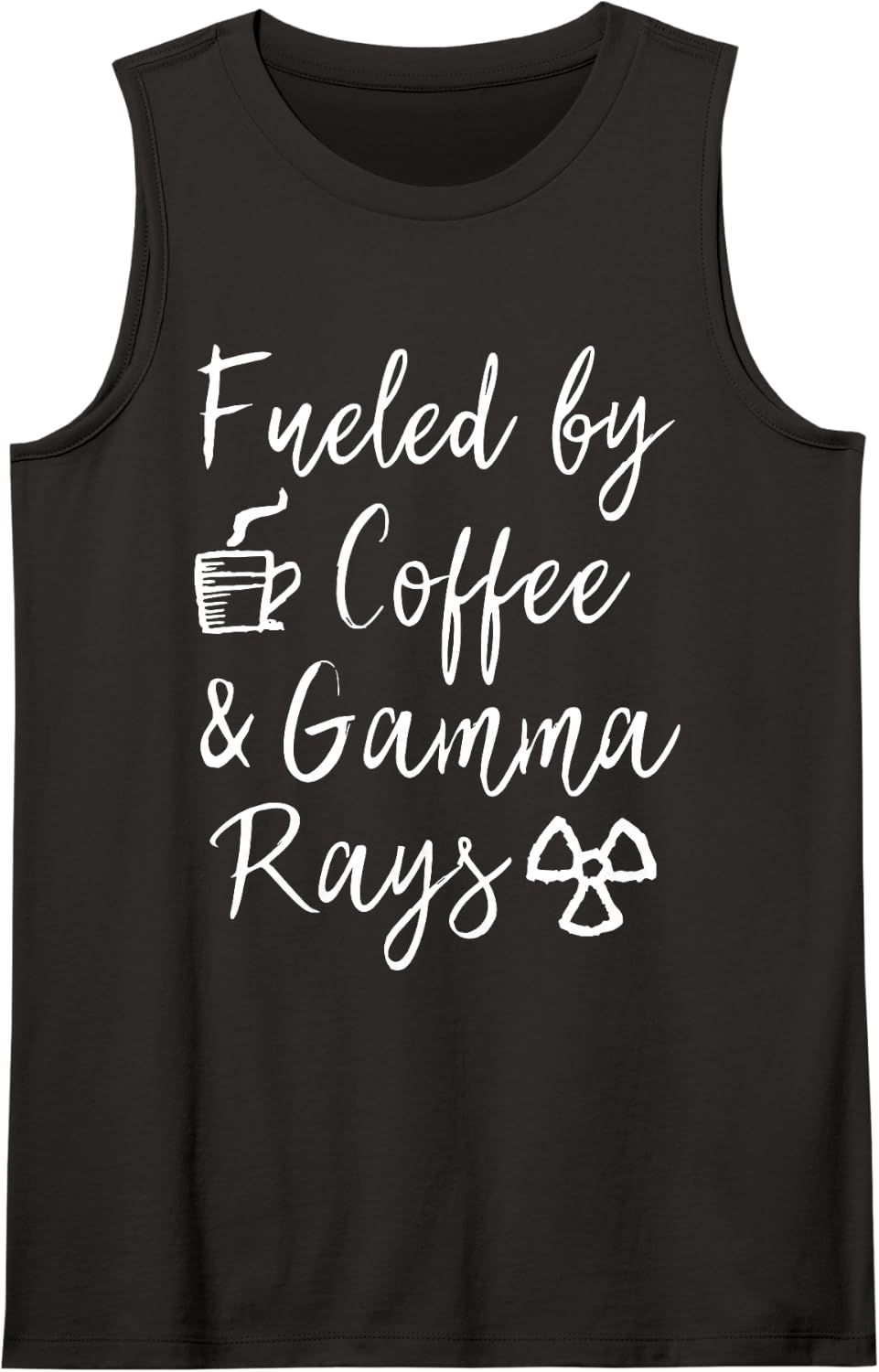 Powered by Coffee & Gamma Rays Nuclear Medicine Med Tech NMT Sleeveless Tank Top - Black