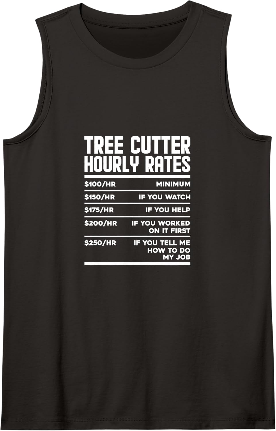 Tree Cutter Hourly Rates Arborist Logger Tree Cutting Sleeveless Tank Top - Black