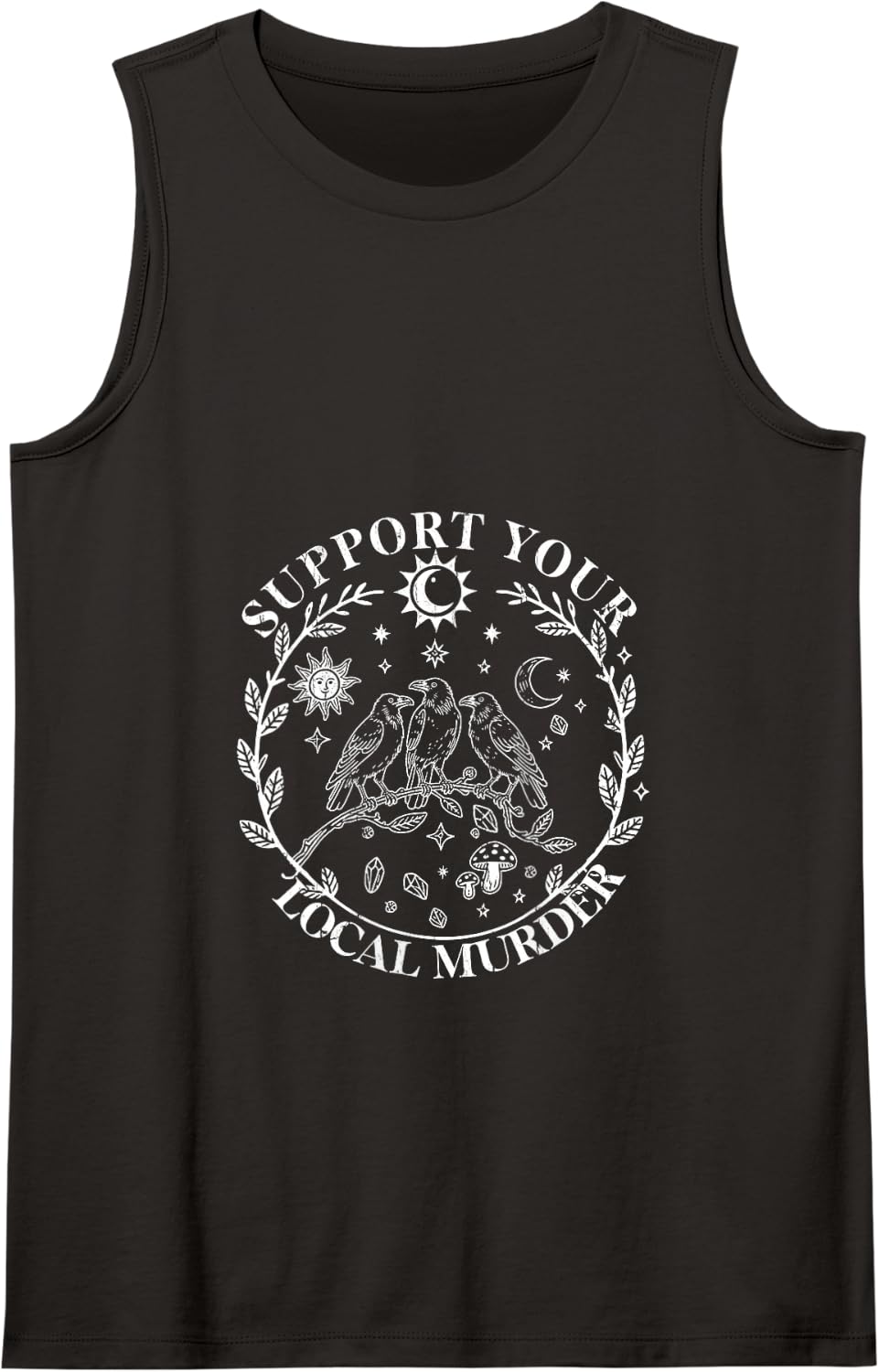 Support Your Local Murder, Vintage Raven, Witchy Crow Tank Top - Black