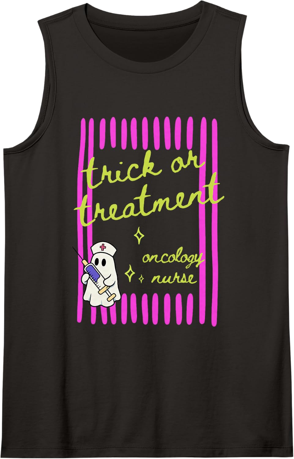 Oncology Nurse Halloween Cute Ghost Hematology Assistant Sleeveless Tank Top - Black