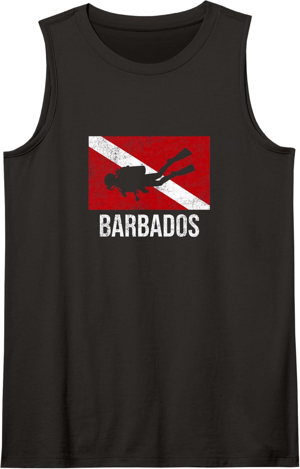 Barbados Scuba Diving Diver Down Dive Flag Gift Tank Top - Black