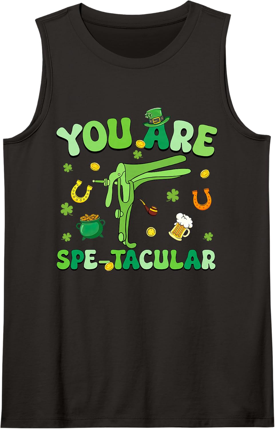 You are Spectacular OBGYN Nurse St Patrick's Day Speculum OB Sleeveless Tank Top - Black