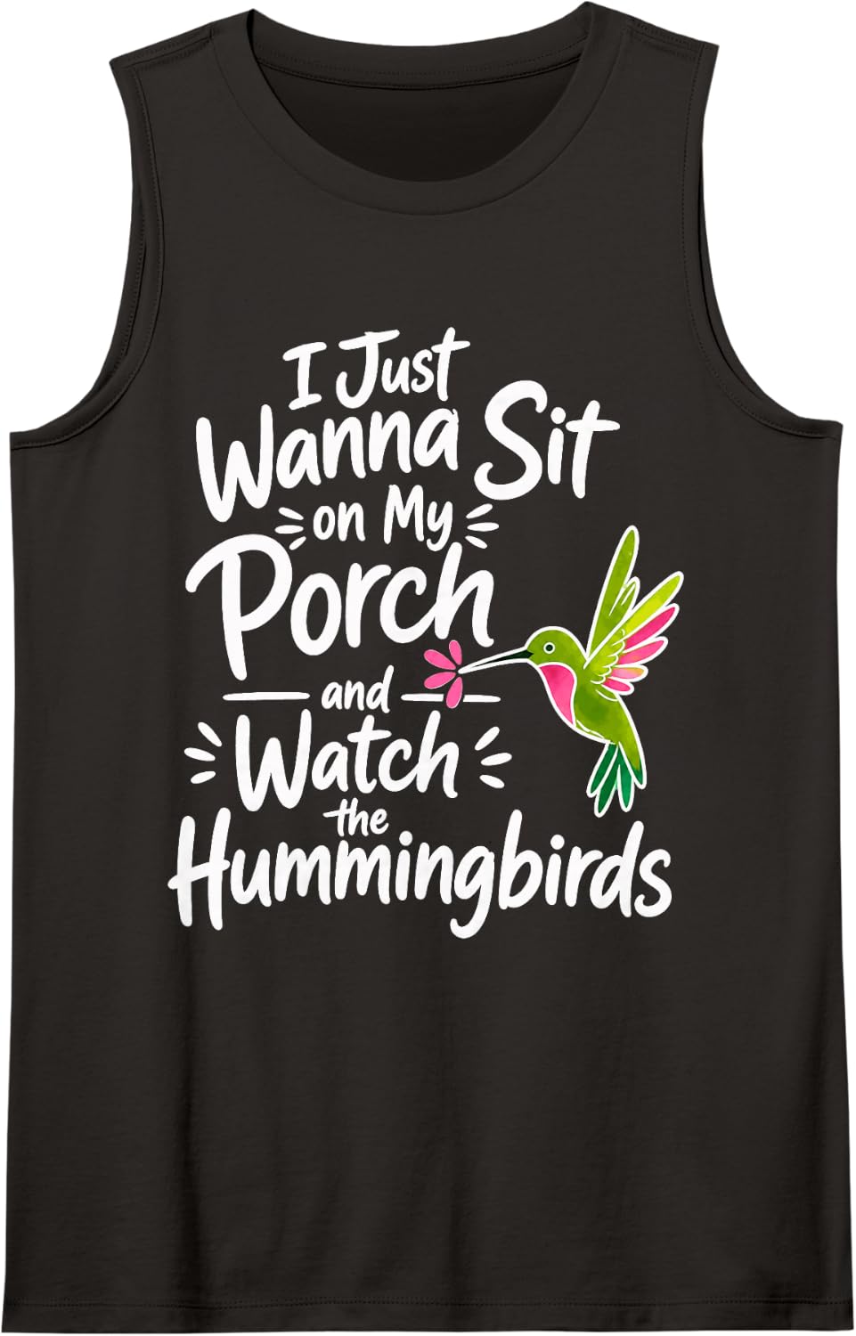 Hummingbird Lover Garden Bird Watcher Sleeveless Tank Top - Black
