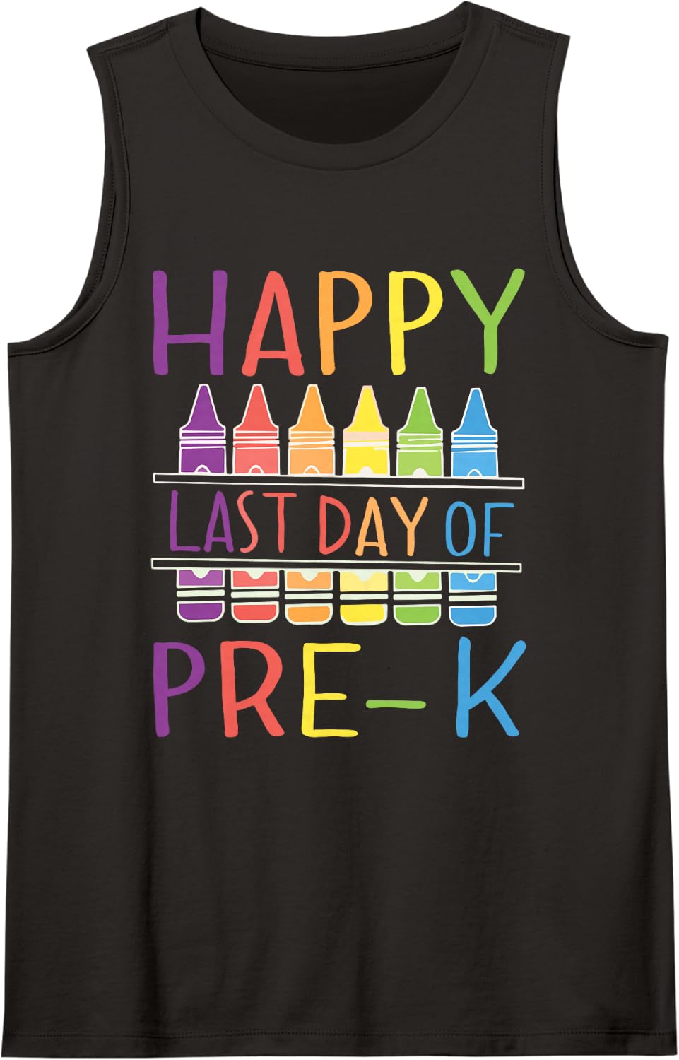 Happy Last Day of Pre-k Teacher Student Grade Sleeveless Tank Top - Black